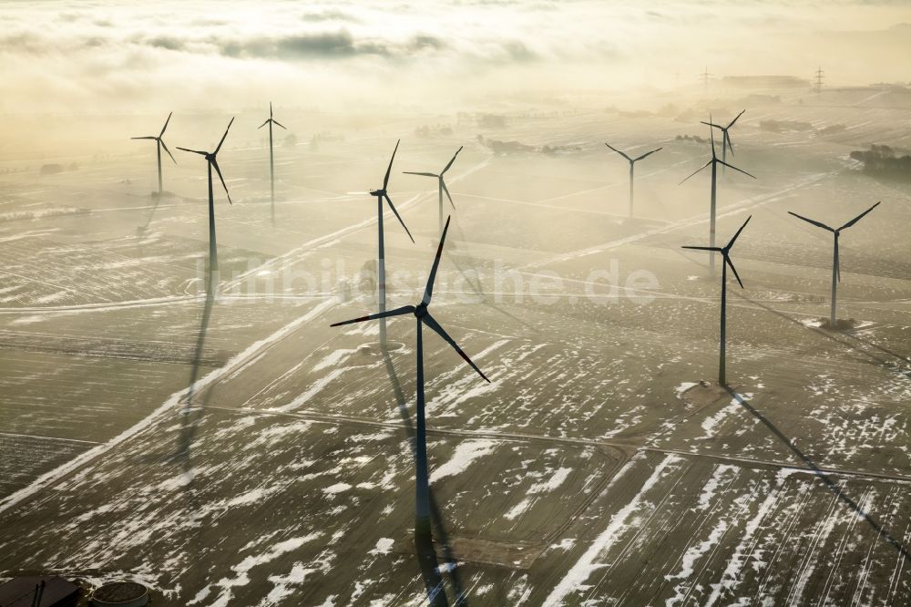 Luftaufnahme Brilon - Windkraftpark bei Madfeld in Brilon im Bundesland Nordrhein-Westfalen