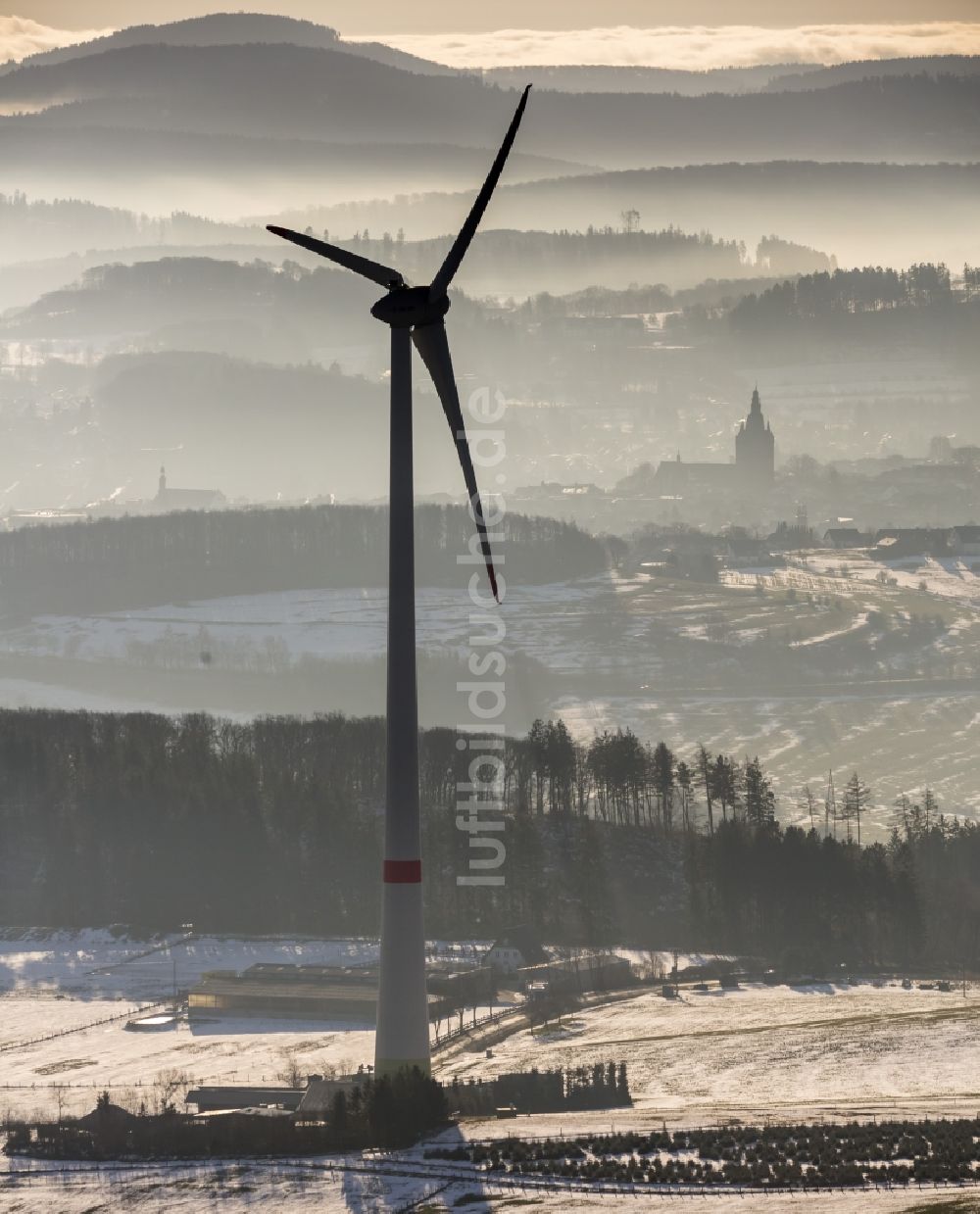 Luftbild Brilon - Windkraftpark bei Madfeld in Brilon im Bundesland Nordrhein-Westfalen