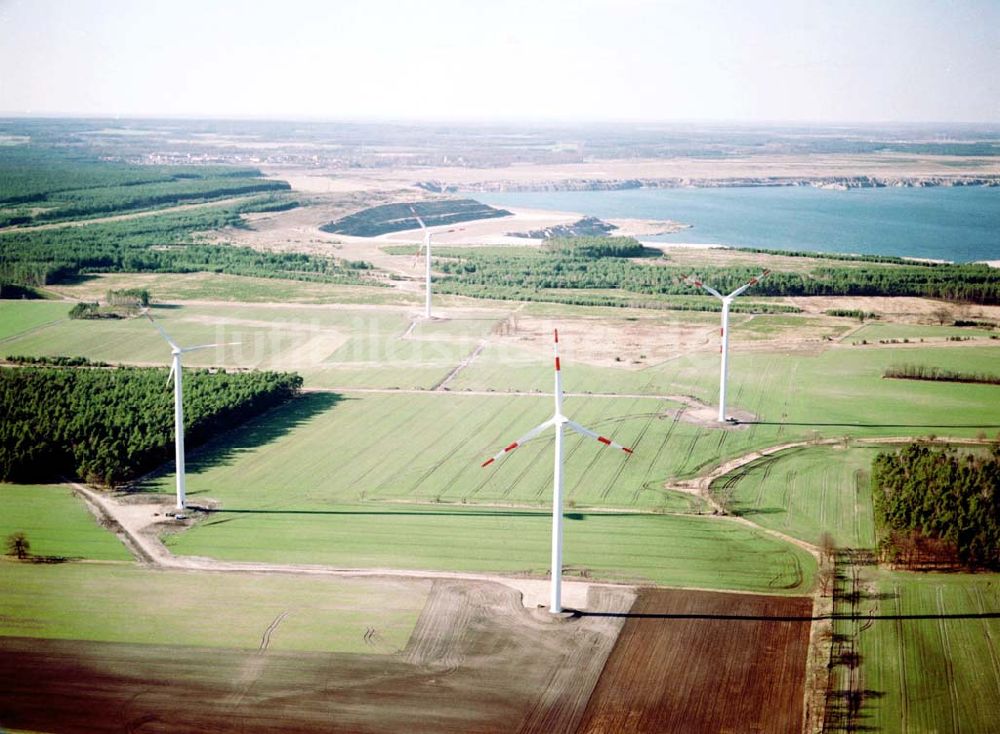 Luftaufnahme Woschkow - Windkraftpark Woschkow mit 4 Anlagen vom Typ MD 70