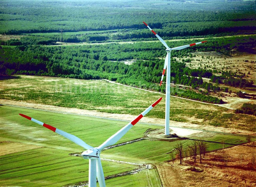 Luftbild Woschkow / Brandenburg - Windkraftpark Woschkow in Brandenburg mit 4 Anlagen vom Typ MD 70