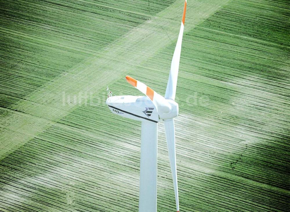 Luftaufnahme Woschkow / Brandenburg - Windkraftpark Woschkow in Brandenburg mit 4 Anlagen vom Typ MD 70