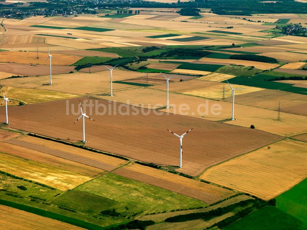 Luftbild Düren - Windkrafträder im Kreis Düren im Bundesland Nordrhein-Westfalen