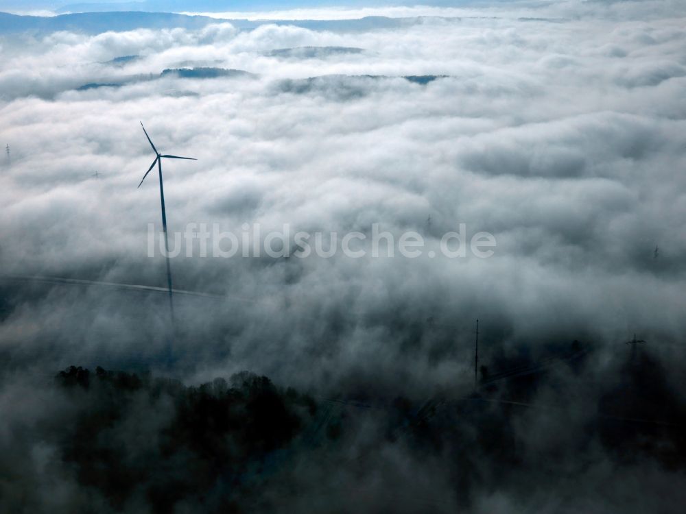 Luftaufnahme Spessart - Windkrafträder im Spessart im Bundesland Bayern