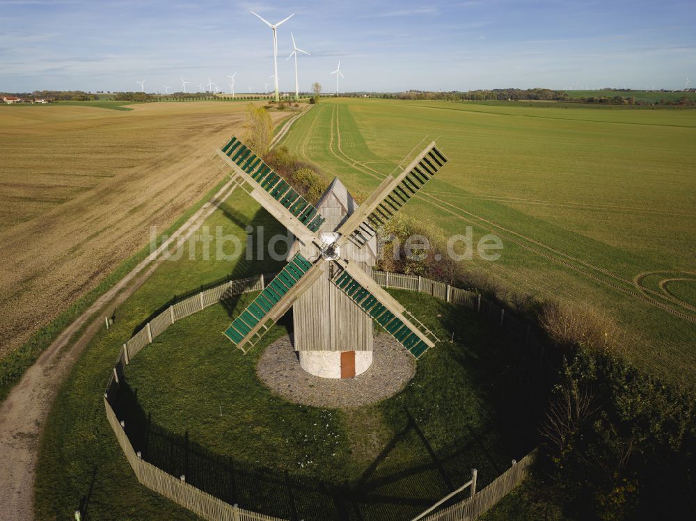 Luftaufnahme Grimma - Windmühle Schkortitz in Grimma im Bundesland Sachsen, Deutschland