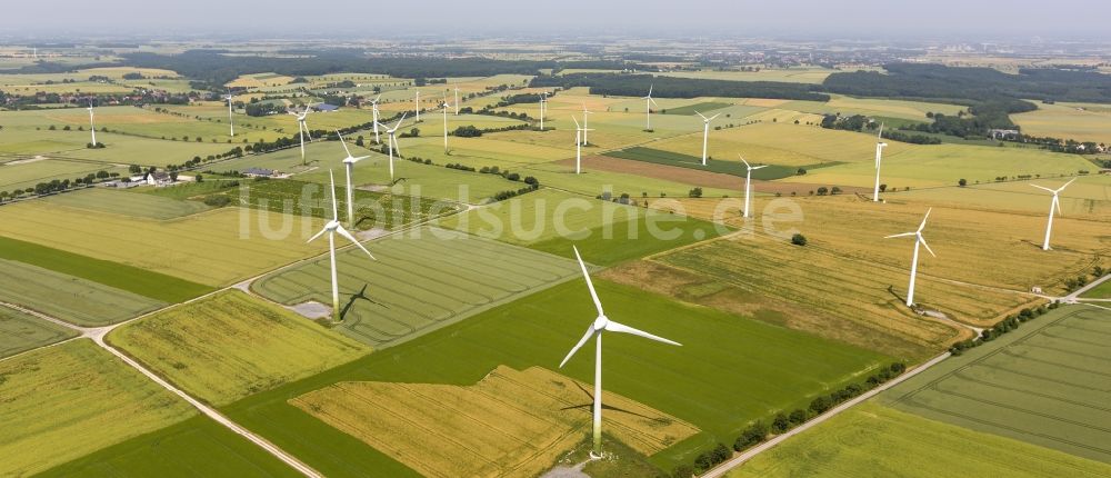 Warstein OT Belecke aus der Vogelperspektive: Windpark Belecke in Warstein im Bundesland Nordrhein-Westfalen