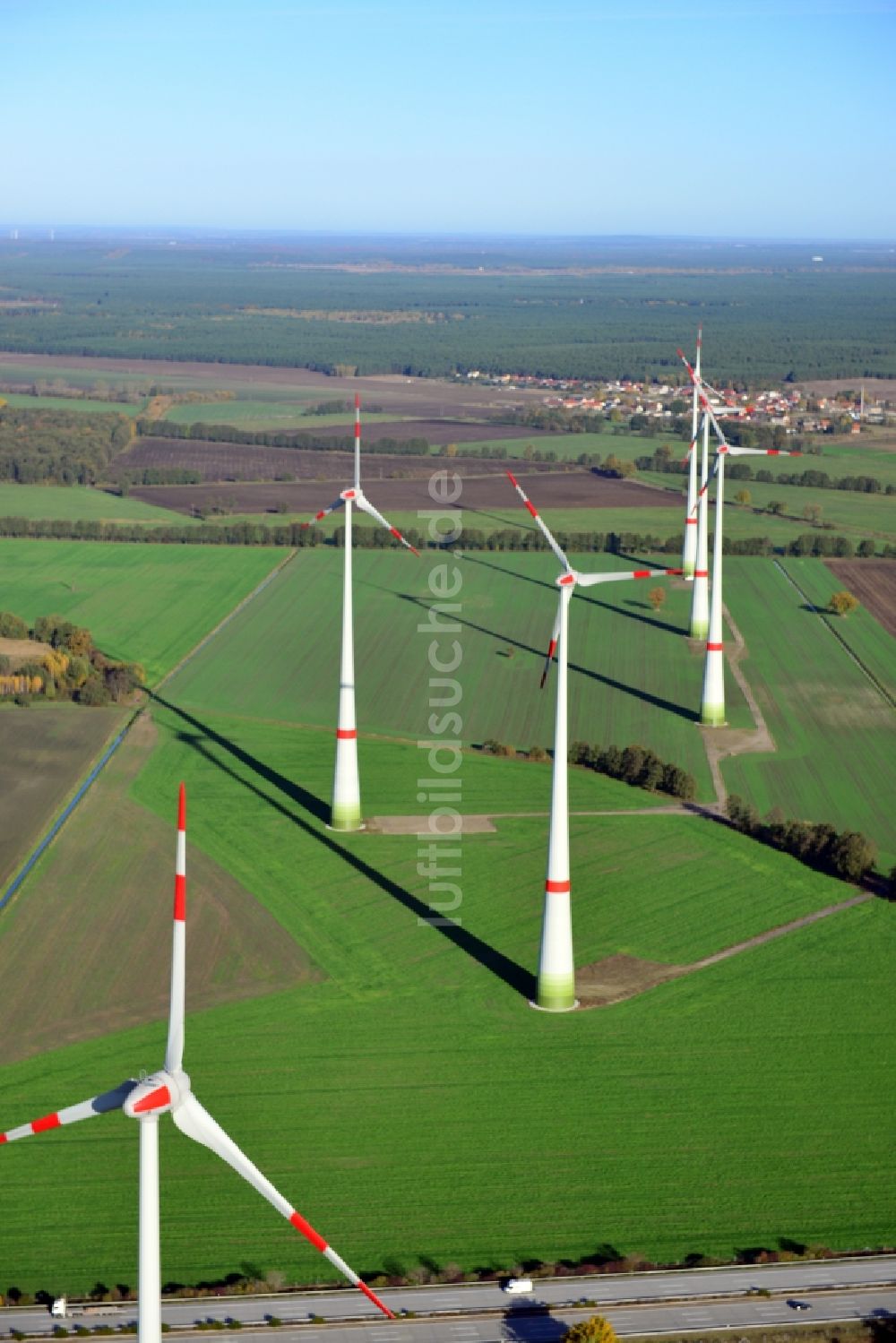 Schlalach von oben - Windpark in Schlalach im Bundesland Brandenburg