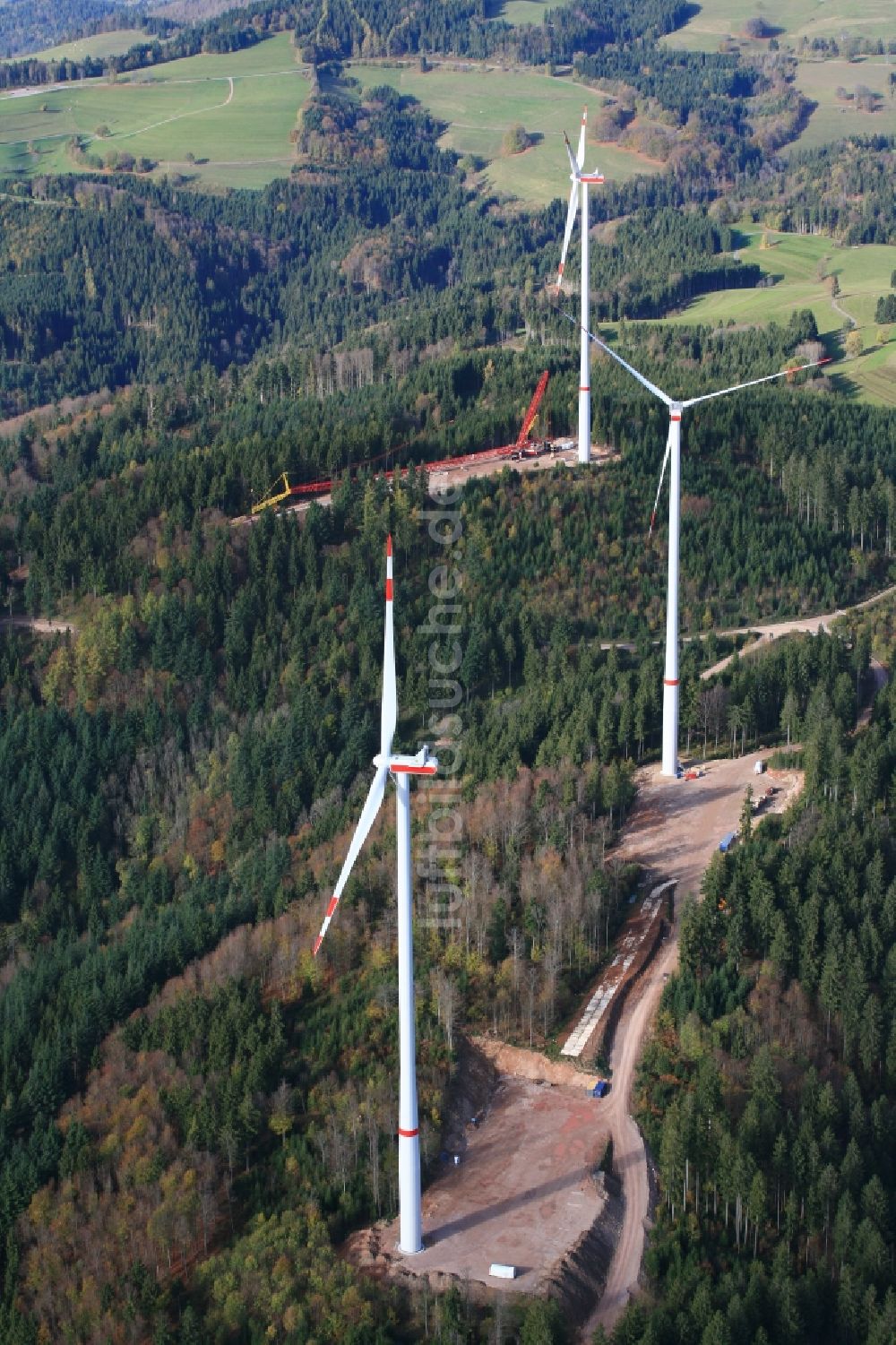 Hasel von oben - Windpark im Südschwarzwald auf dem Glaserkopf von Hasel im Bundesland Baden-Württemberg