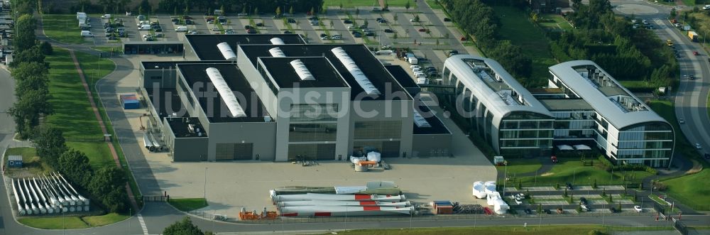 Luftaufnahme Aurich - Windrad- Montage und Produktionsstätte der ENERCON GmbH in Aurich im Bundesland Niedersachsen