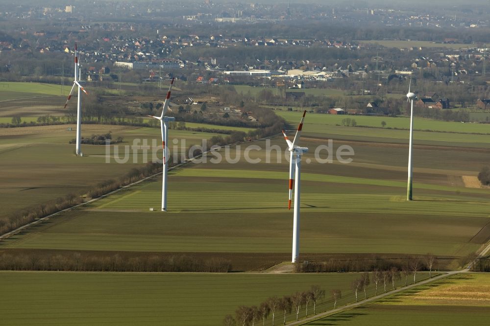 Luftbild Hamm - Windräder der Windkraftwerke am Enninger Berg in Hamm im Bundesland Nordrhein-Westfalen NRW