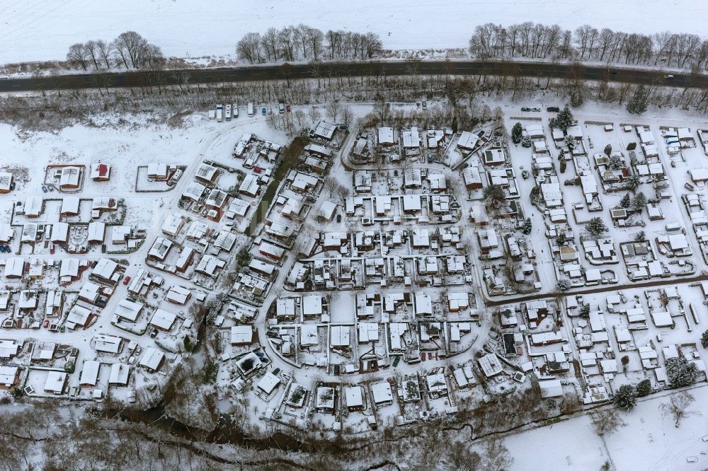 Luftaufnahme Hattingen - Winter - landscape a small garden - areas on the outskirts of Hattingen in North Rhine-Westphalia