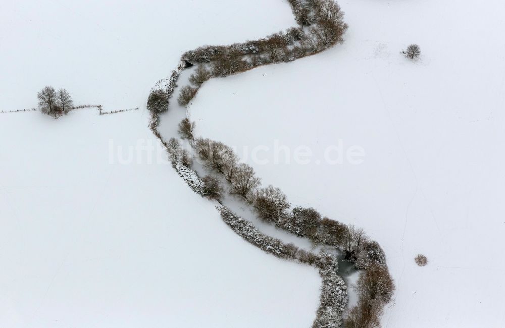 Luftbild Hamm - Winter - Landschaft am Stadtrand von Hamm im Bundesland Nordrhein-Westfalen