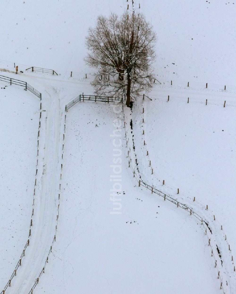 Hamm von oben - Winter - Landschaft am Stadtrand von Hamm im Bundesland Nordrhein-Westfalen