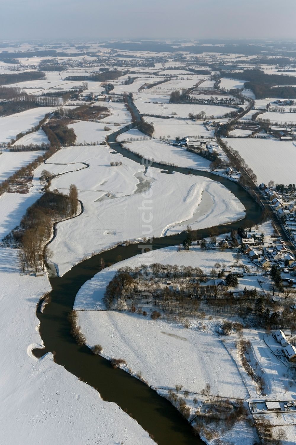 Luftaufnahme Hamm - Winter - Landschaft am Stadtrand von Hamm im Bundesland Nordrhein-Westfalen