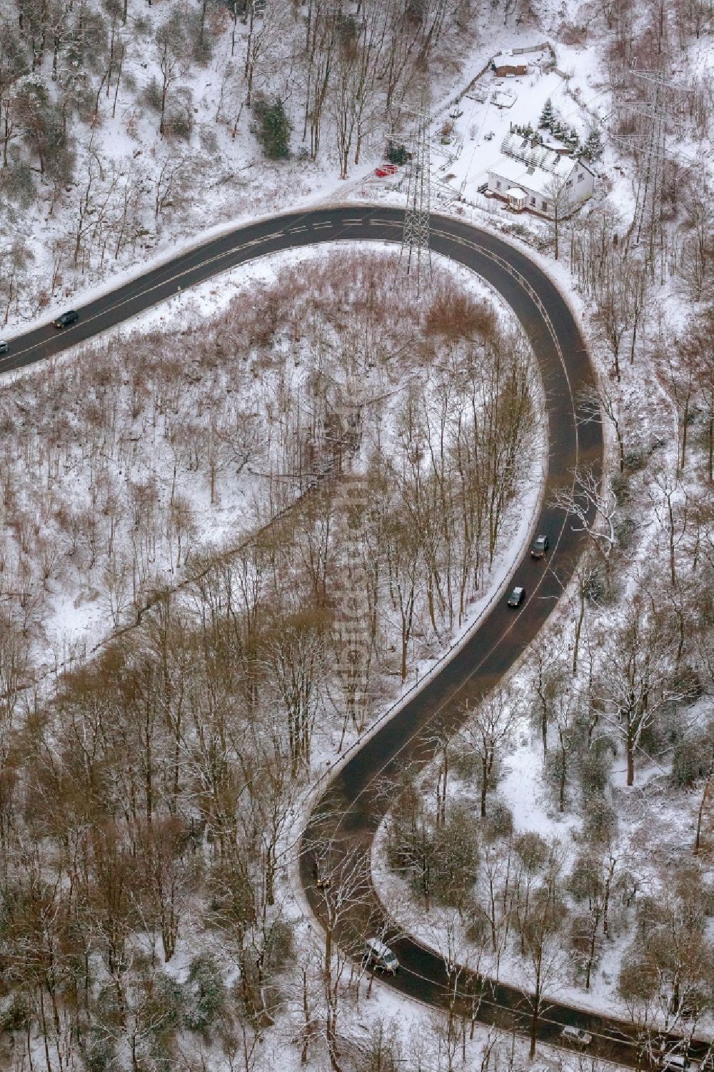 Hattingen von oben - Winter - Landschaft am Stadtrand von Hattingen im Bundesland Nordrhein-Westfalen