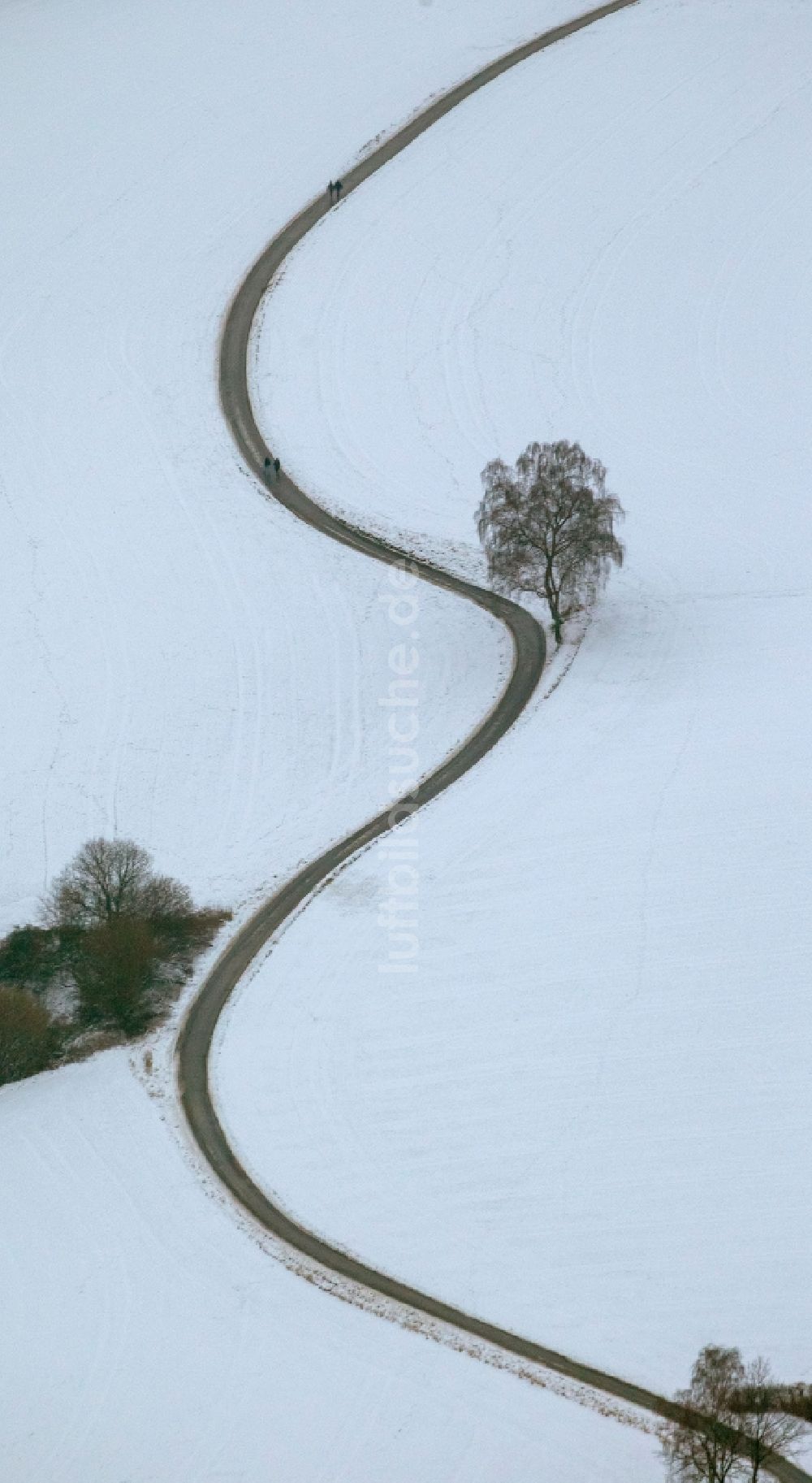 Luftbild Hattingen - Winter - Landschaft am Stadtrand von Hattingen im Bundesland Nordrhein-Westfalen