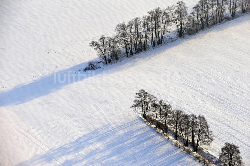 Frankenfelde aus der Vogelperspektive: Winterlandschaft im Bundesland Brandenburg