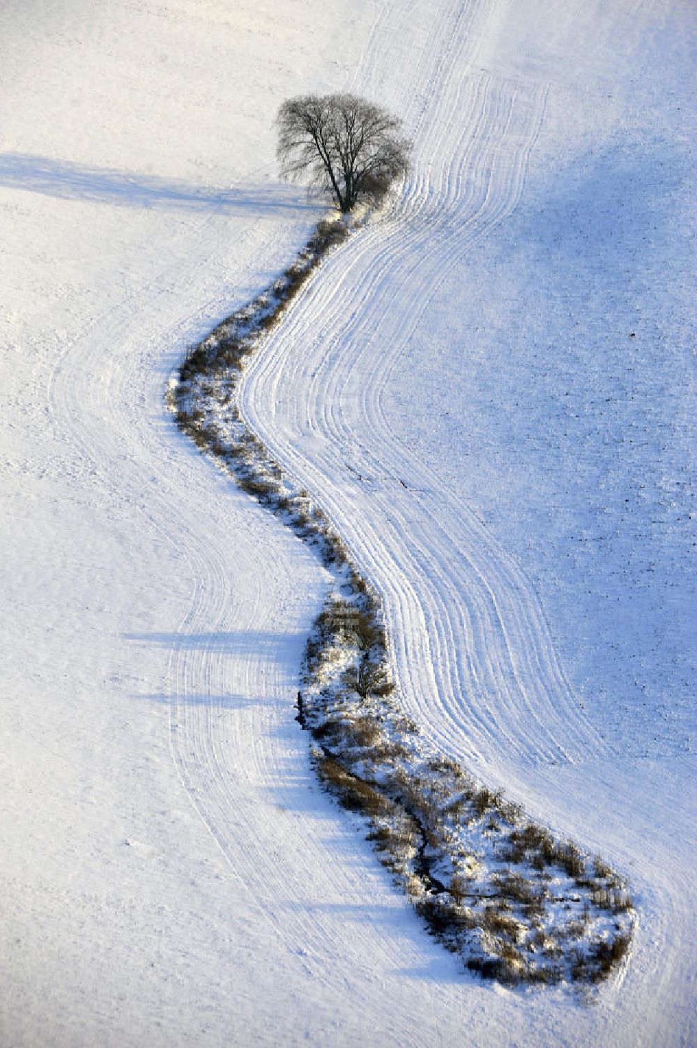 Frankenfelde von oben - Winterlandschaft im Bundesland Brandenburg