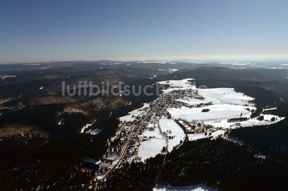 Frauenwald von oben - Winterlandschaft Frauenwald im Bundesland Thüringen