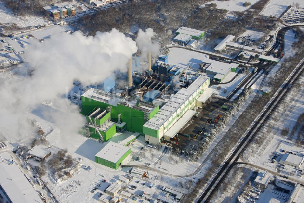 Luftbild Herten - Winterlich verschneite Müllverbrennungsanlage RZR Herten II