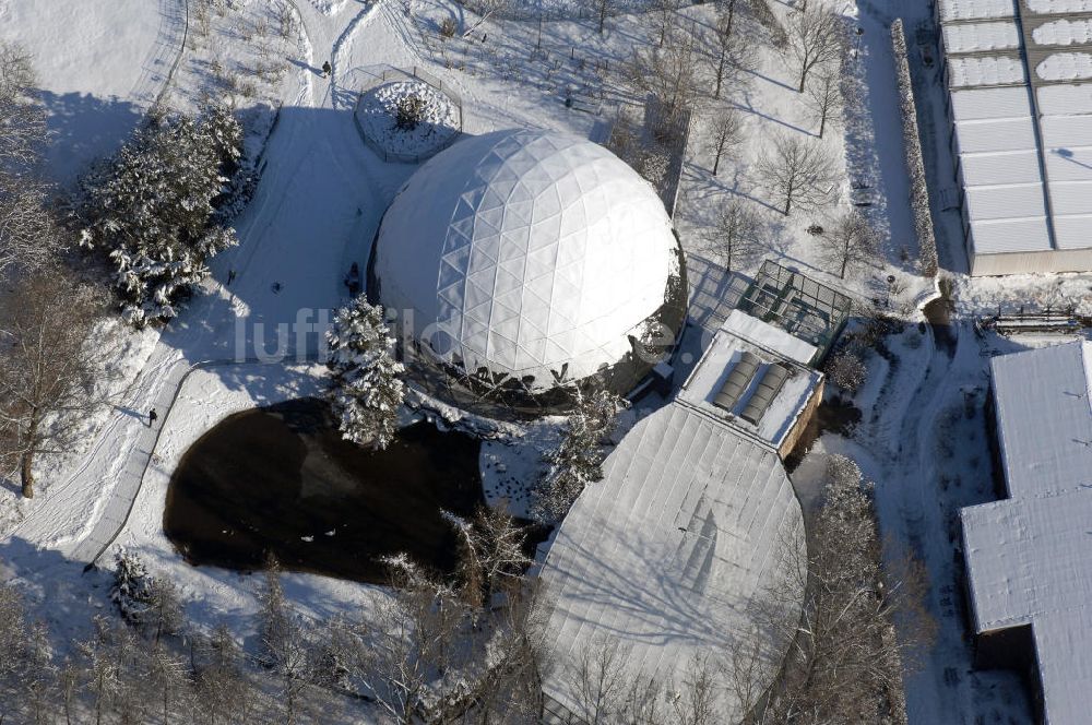 Berlin aus der Vogelperspektive: Winterlich verschneiten Tierpark Berlin