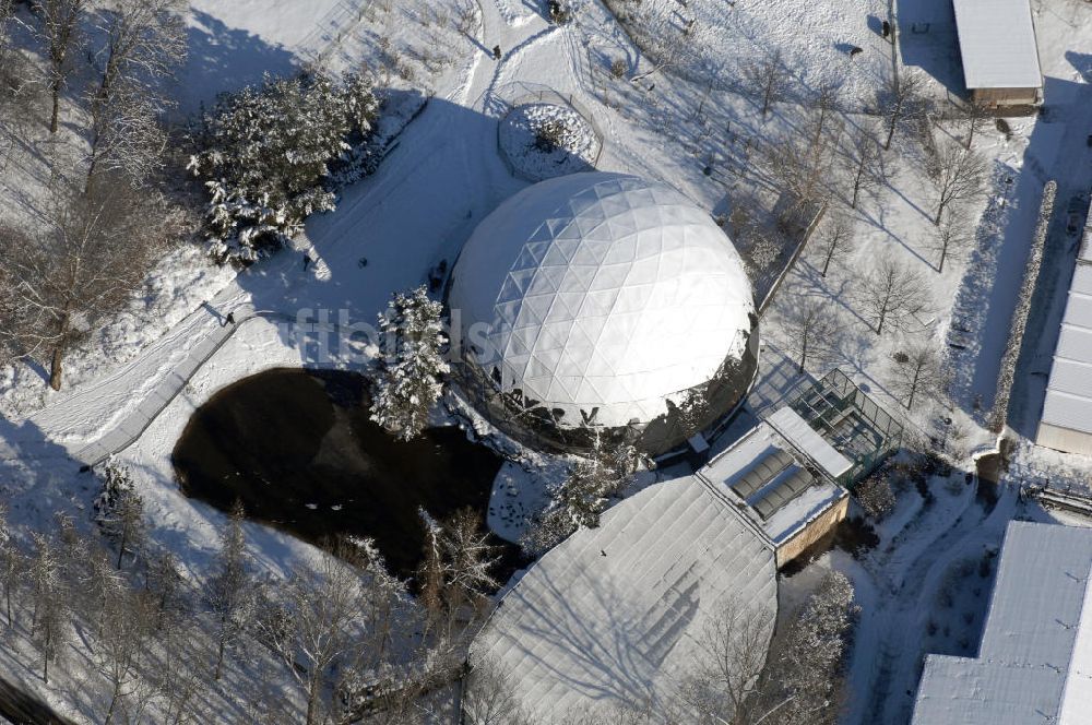 Luftbild Berlin - Winterlich verschneiten Tierpark Berlin