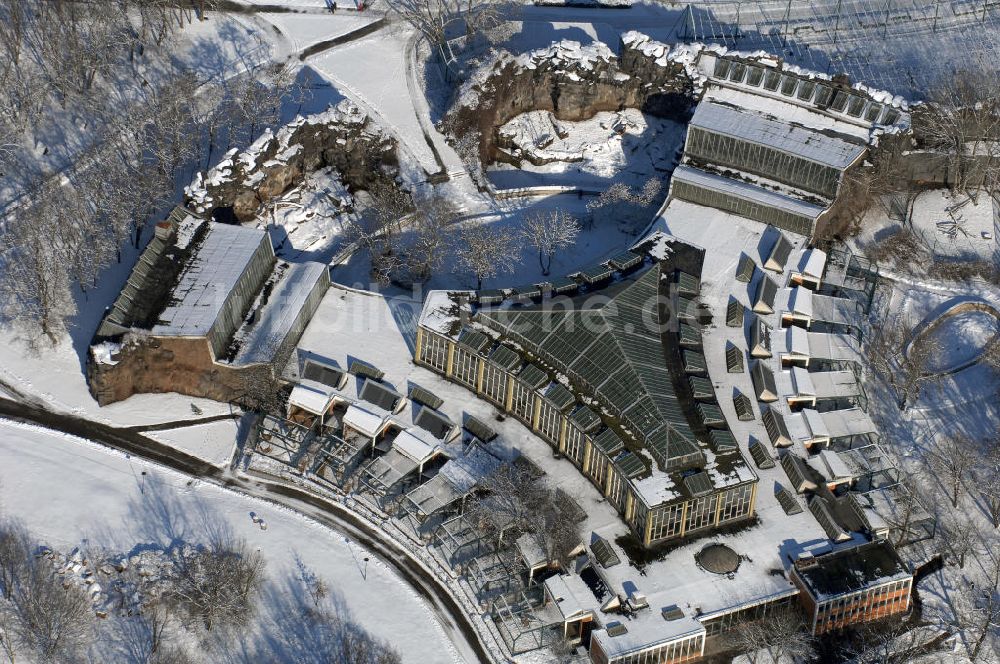 Berlin von oben - Winterlich verschneiten Tierpark Berlin