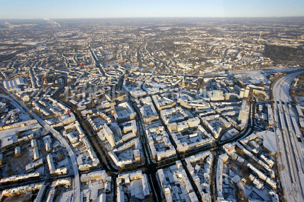 Luftbild Bochum - Winterlich verschneiter Westring in Bochum, Nordrhein- Westfalen