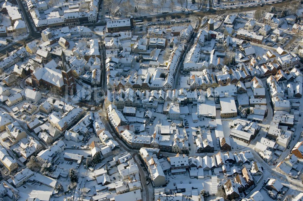 Haltern aus der Vogelperspektive: Winterliche Innenstadt von Haltern im Ruhrgebiet, Nordrhein-Westfalen