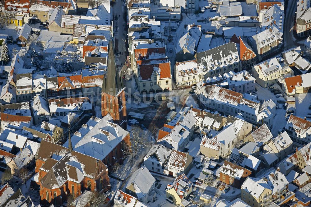 Haltern von oben - Winterliche Innenstadt von Haltern im Ruhrgebiet, Nordrhein-Westfalen