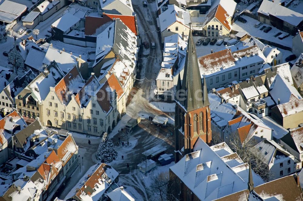 Haltern aus der Vogelperspektive: Winterliche Innenstadt von Haltern im Ruhrgebiet, Nordrhein-Westfalen