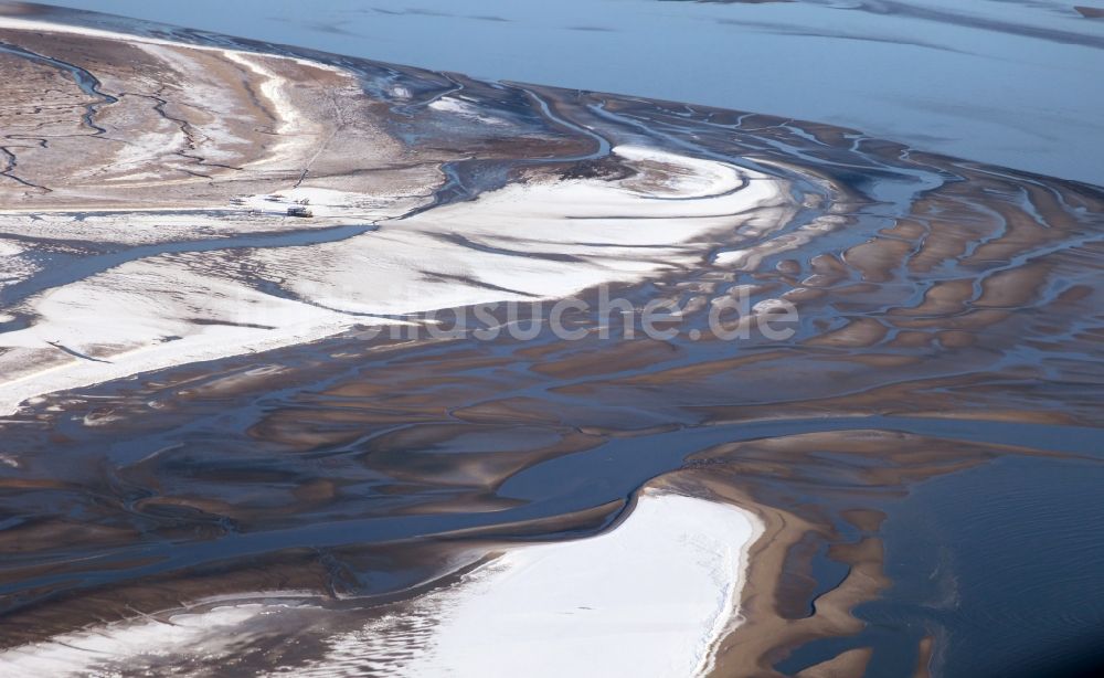 Luftbild Sankt Peter-Ording - Winterliches Wattenmeer bei Sankt Peter-Ording im Bundesland Schleswig-Holstein