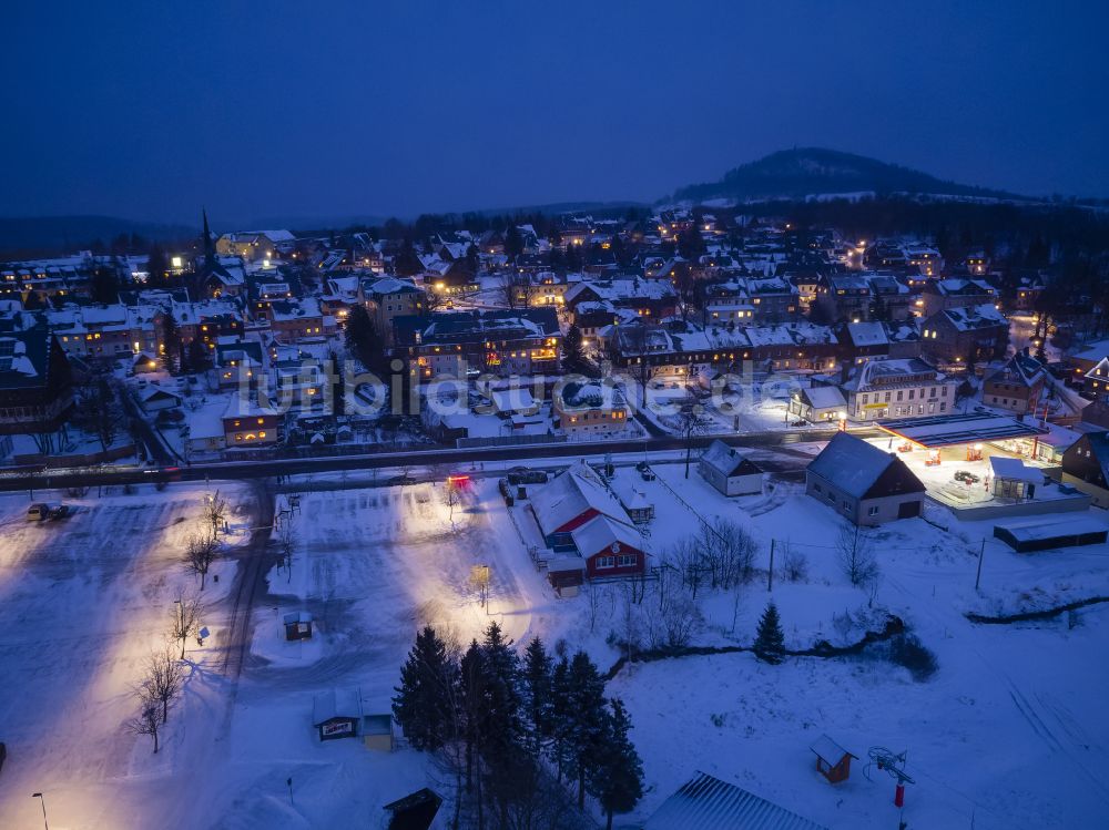 Altenberg von oben - Winterluftbild in Altenberg im Bundesland Sachsen, Deutschland