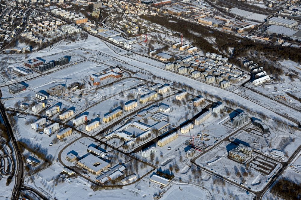 Luftbild Würzburg - Winterluftbild Campus Hubland Nord der Universität Würzburg im Ortsteil Frauenland in Würzburg im Bundesland Bayern, Deutschland