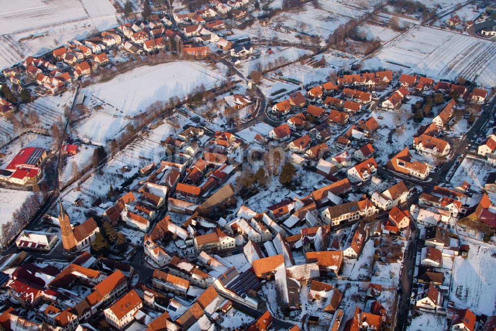 Kapellen-Drusweiler von oben - Winterluftbild Dorf - Ansicht in Kapellen-Drusweiler im Bundesland Rheinland-Pfalz