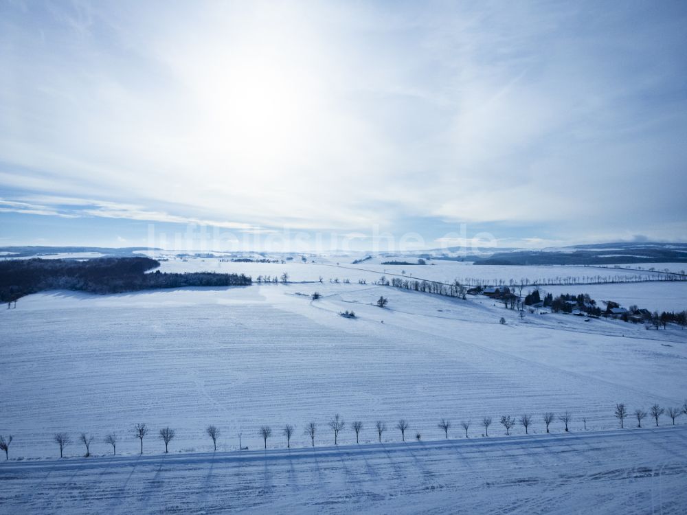 Altenberg von oben - Winterluftbild Felder in Altenberg im Bundesland Sachsen, Deutschland