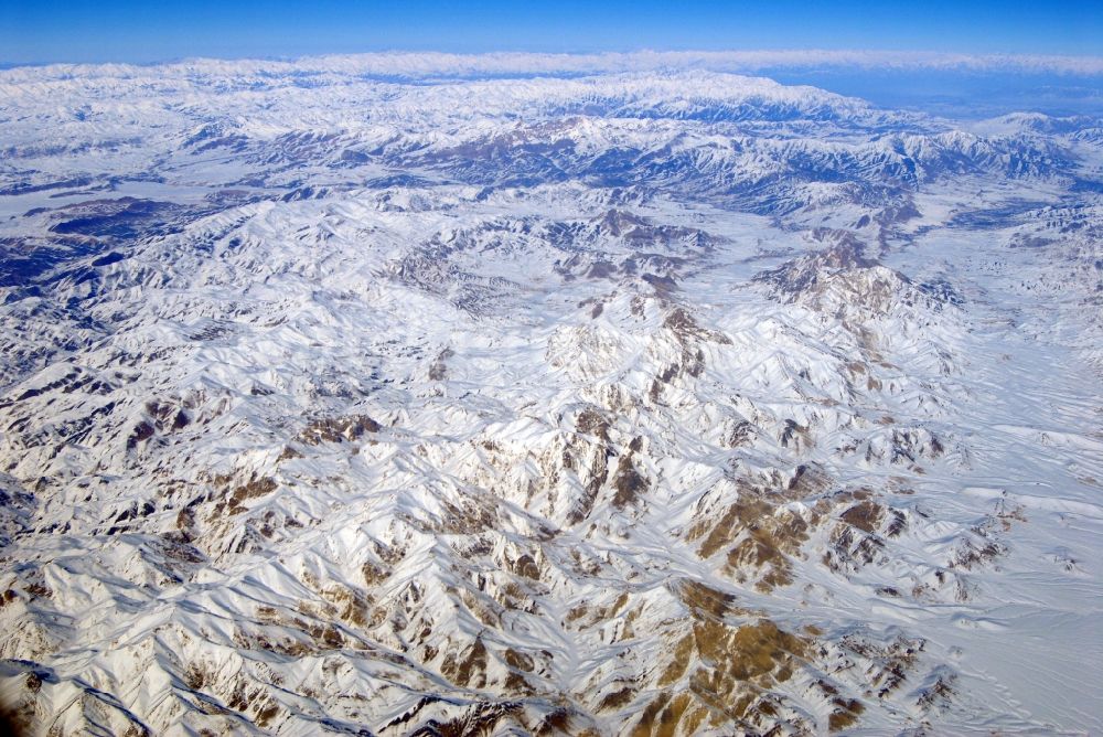 Luftbild Kandahar - Winterluftbild Felsen- und Berglandschaft Hindukusch in Kandahar in Afghanistan