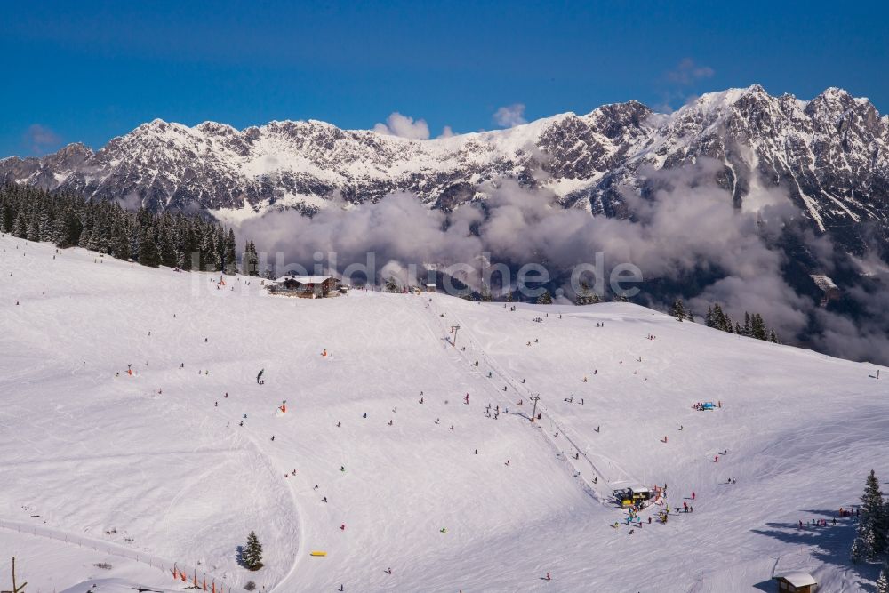 Luftbild Ellmau - Winterluftbild Freizeitzentrum SkiWelt Wilder Kaiser-Brixental in Ellmau in Tirol, Österreich