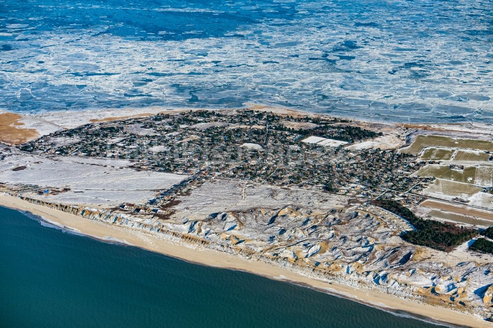 Kampen (Sylt) von oben - Winterluftbild Küstenbereich der Nordsee - Insel in Kampen (Sylt) im Bundesland Schleswig-Holstein