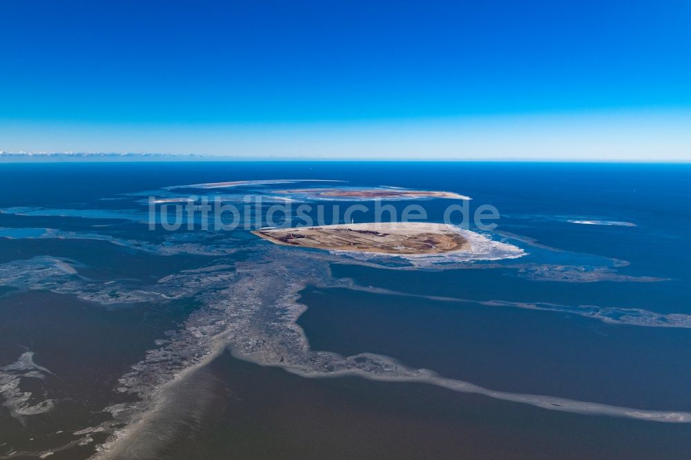 Luftaufnahme Insel Neuwerk - Winterluftbild Küstenbereich der Nordsee - Insel Neuwerk im Bundesland Niedersachsen, Deutschland