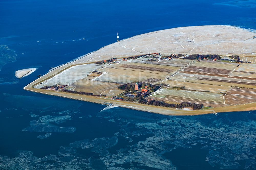 Luftbild Insel Neuwerk - Winterluftbild Küstenbereich der Nordsee - Insel Neuwerk im Bundesland Niedersachsen, Deutschland