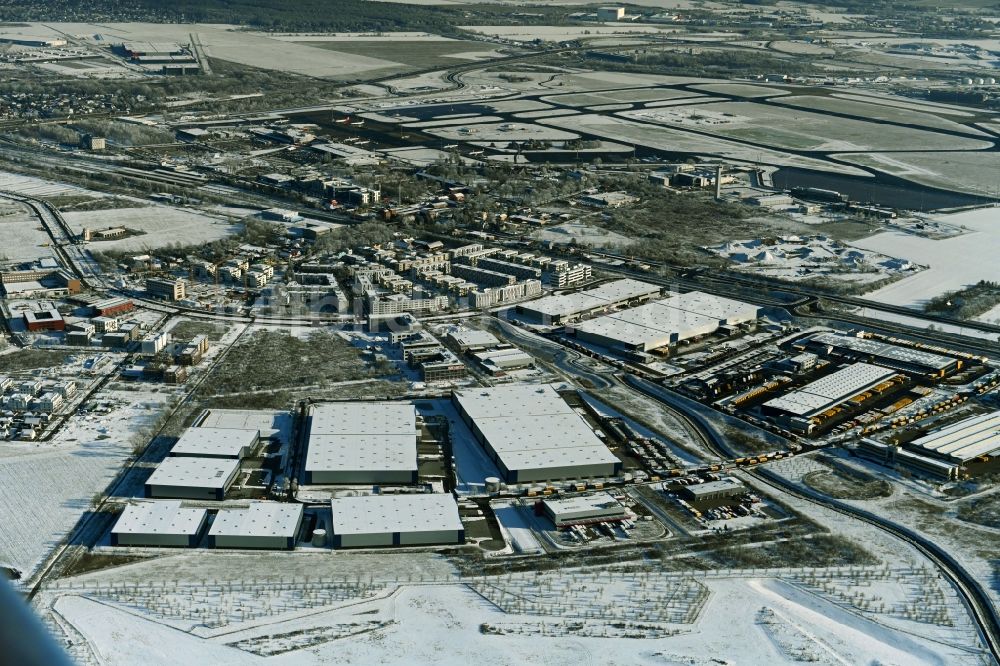 Schönefeld von oben - Winterluftbild Logistikzentrums des Verdion Airpark Berlin in Schönefeld im Bundesland Brandenburg, Deutschland