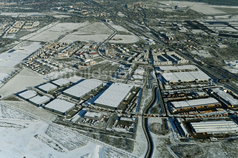 Luftbild Schönefeld - Winterluftbild Logistikzentrums des Verdion Airpark Berlin in Schönefeld im Bundesland Brandenburg, Deutschland