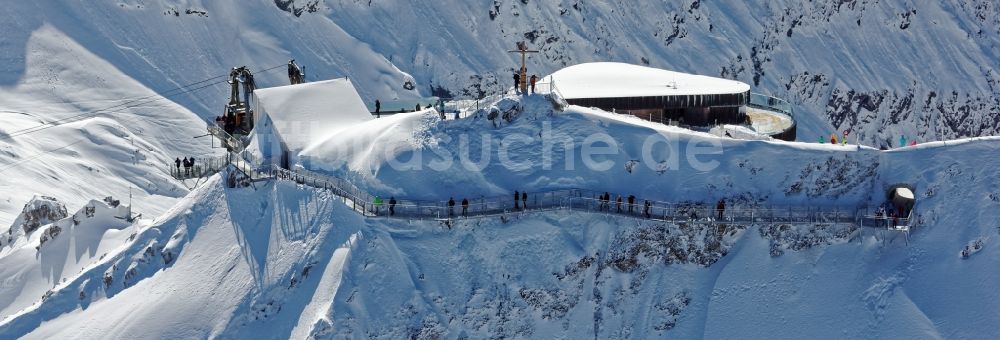 Luftaufnahme Oberstdorf - Winterluftbild Neue Gipfelstation und Nordwandsteig der Nebelhornbahn in Oberstdorf im Bundesland Bayern