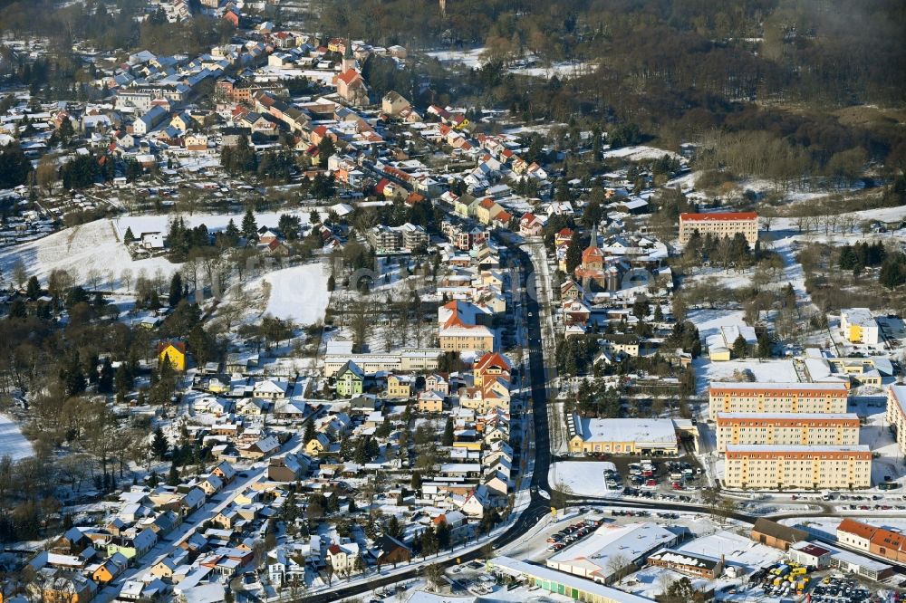 Luftbild Biesenthal - Winterluftbild Ortsansicht in Biesenthal im Bundesland Brandenburg, Deutschland