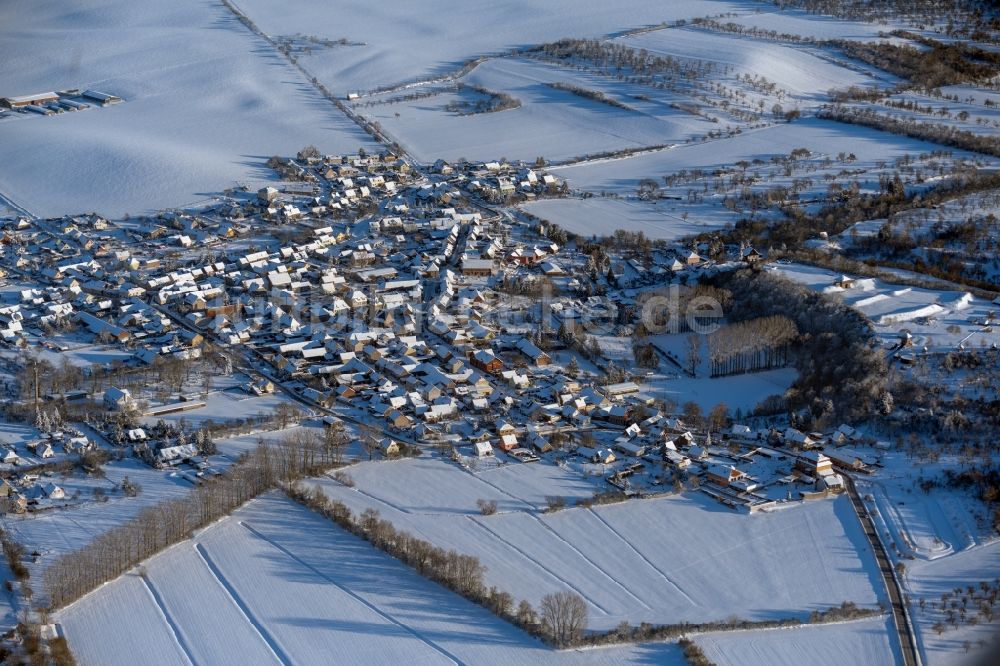 Luftbild Tilleda - Winterluftbild Ortsansicht in Tilleda im Bundesland Sachsen-Anhalt, Deutschland