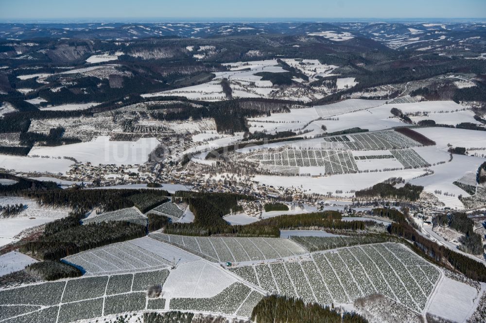 Luftbild Westfeld - Winterluftbild Ortsansicht in Westfeld im Bundesland Nordrhein-Westfalen, Deutschland