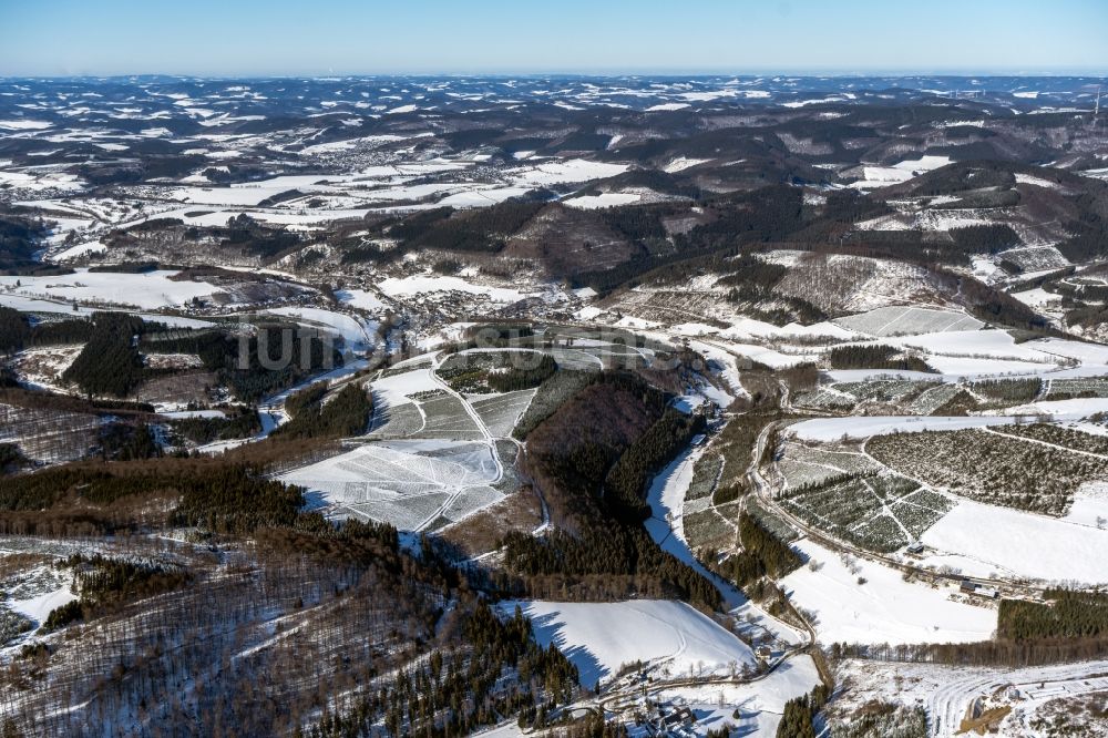 Luftaufnahme Westfeld - Winterluftbild Ortsansicht in Westfeld im Bundesland Nordrhein-Westfalen, Deutschland