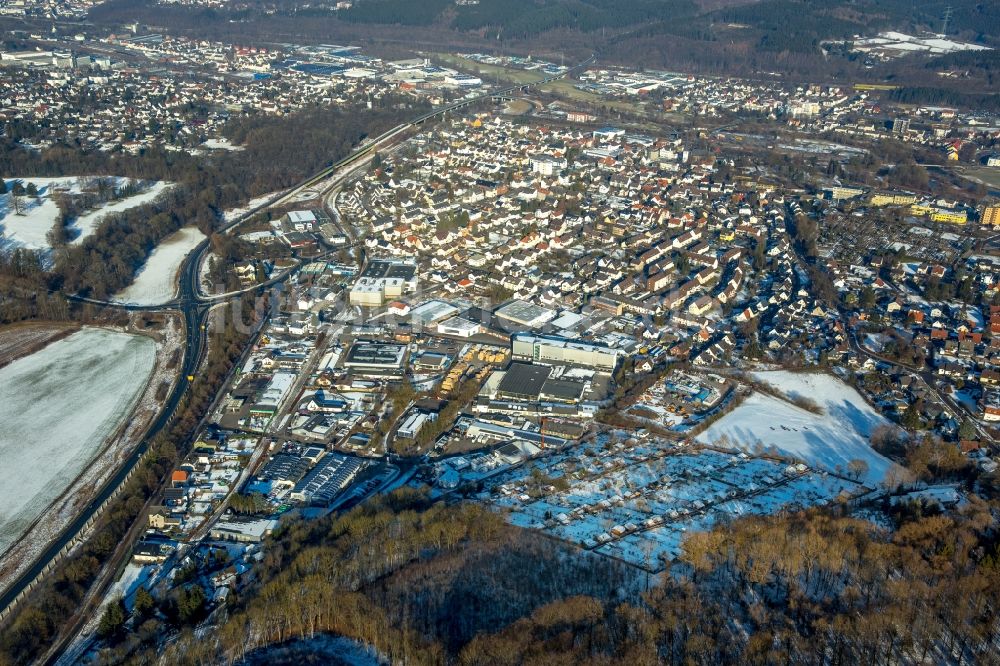 Luftaufnahme Arnsberg - Winterluftbild Ortsteil Neheim in Arnsberg im Bundesland Nordrhein-Westfalen