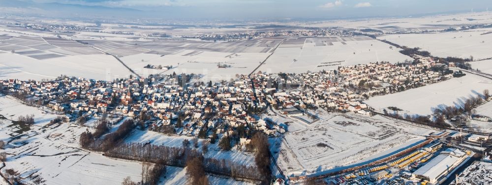 Luftaufnahme Rohrbach - Winterluftbild Panorama der Dorf - Ansicht am Rande von Feldern in Rohrbach im Bundesland Rheinland-Pfalz, Deutschland