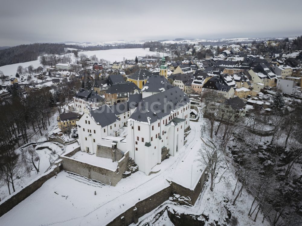 Luftbild Wolkenstein - Winterluftbild Schloss Wolkenstein in Wolkenstein im Bundesland Sachsen, Deutschland